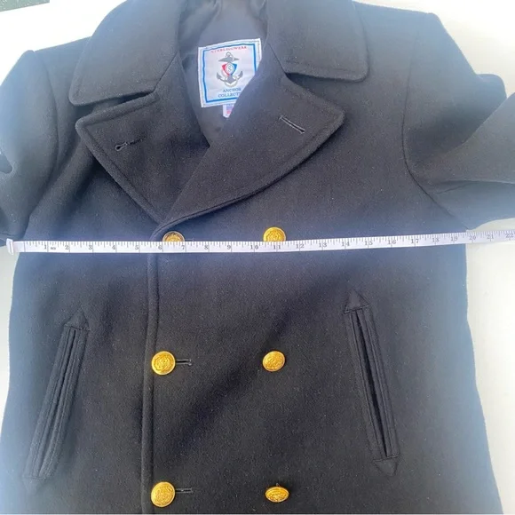 Sterlingwear Boston Double-Breasted Black Wool Navy Peacoat, 40R - Picture 14 of 16